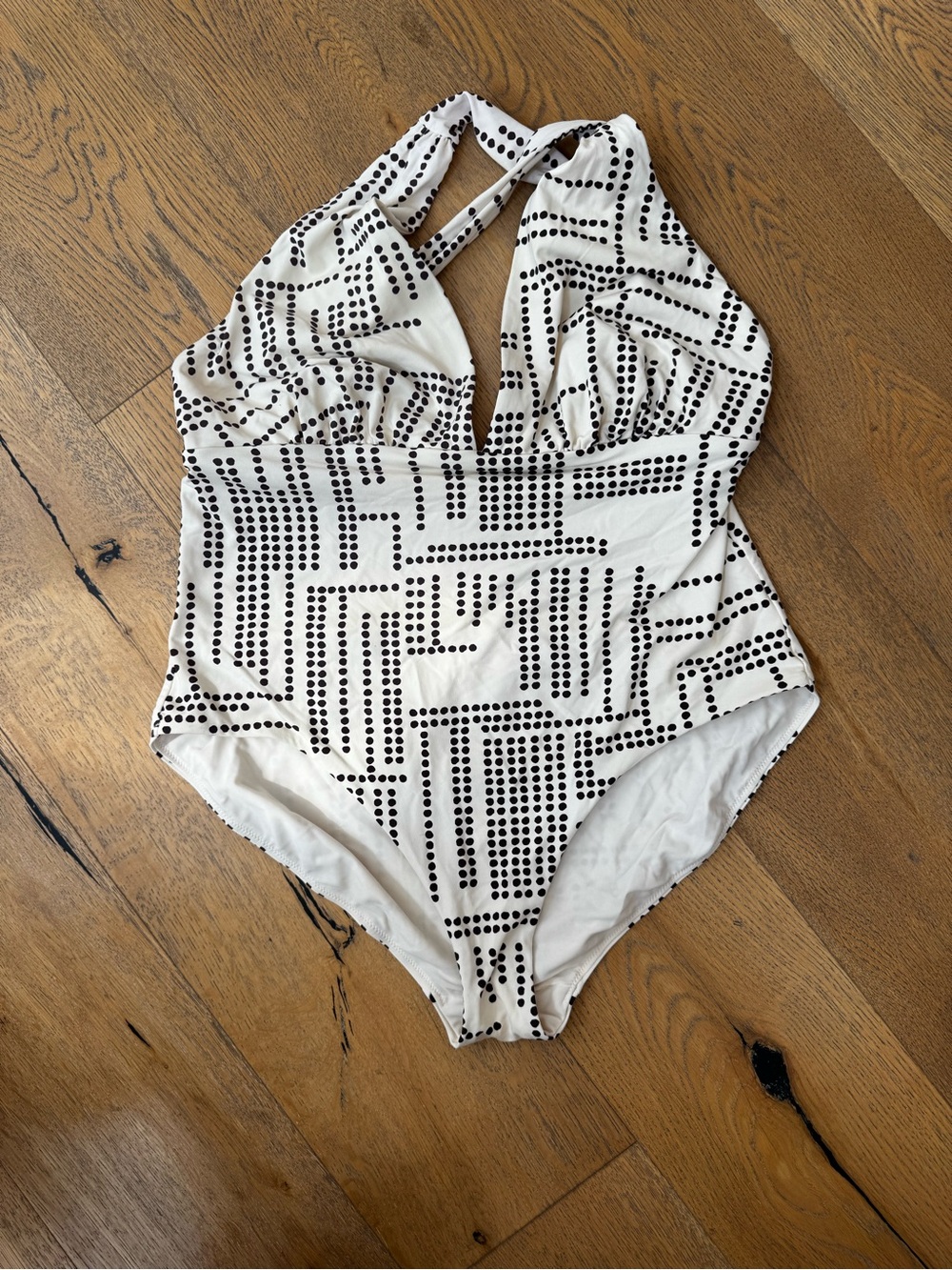 Calia White & Black Dot-Pattern One-Piece Swimsuit